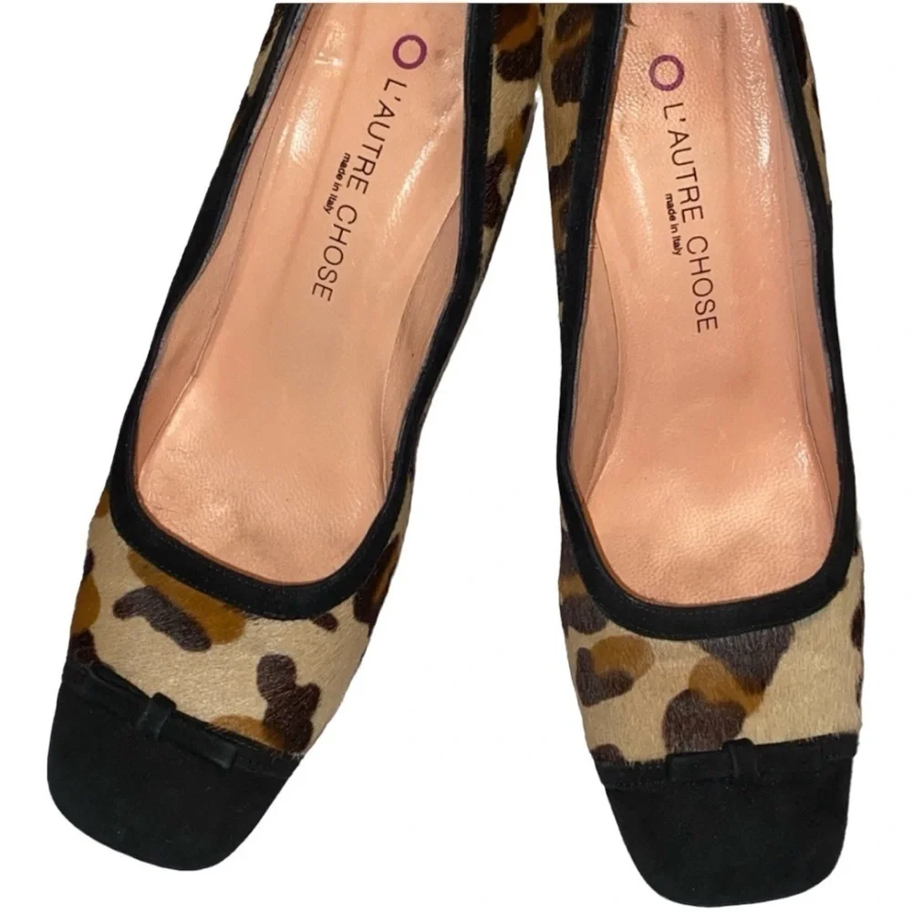 🎉 HOST PICK 🎉L’autre Chose Leopard Leather Fur Heels 37 7